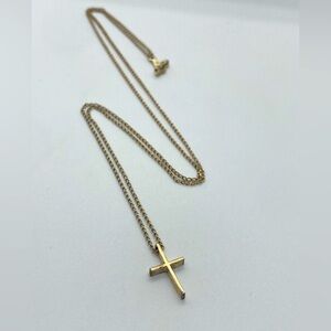 Vtg Gold Filled GF Cross Chain Necklace 20” / .6” x .4” Pendant